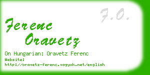 ferenc oravetz business card